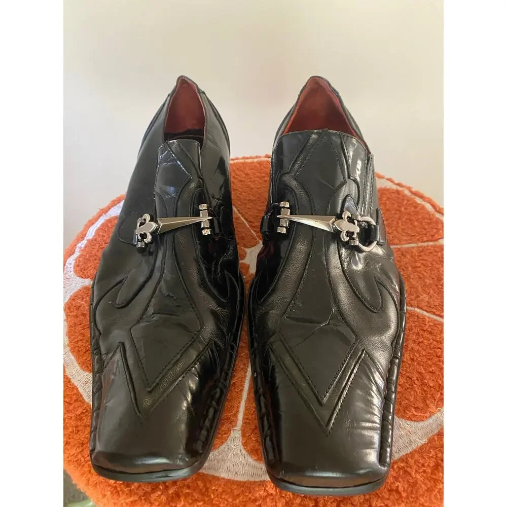 Robert Wayne Black Leather Horsebit Square-Toe Loafers Shoes Size 11